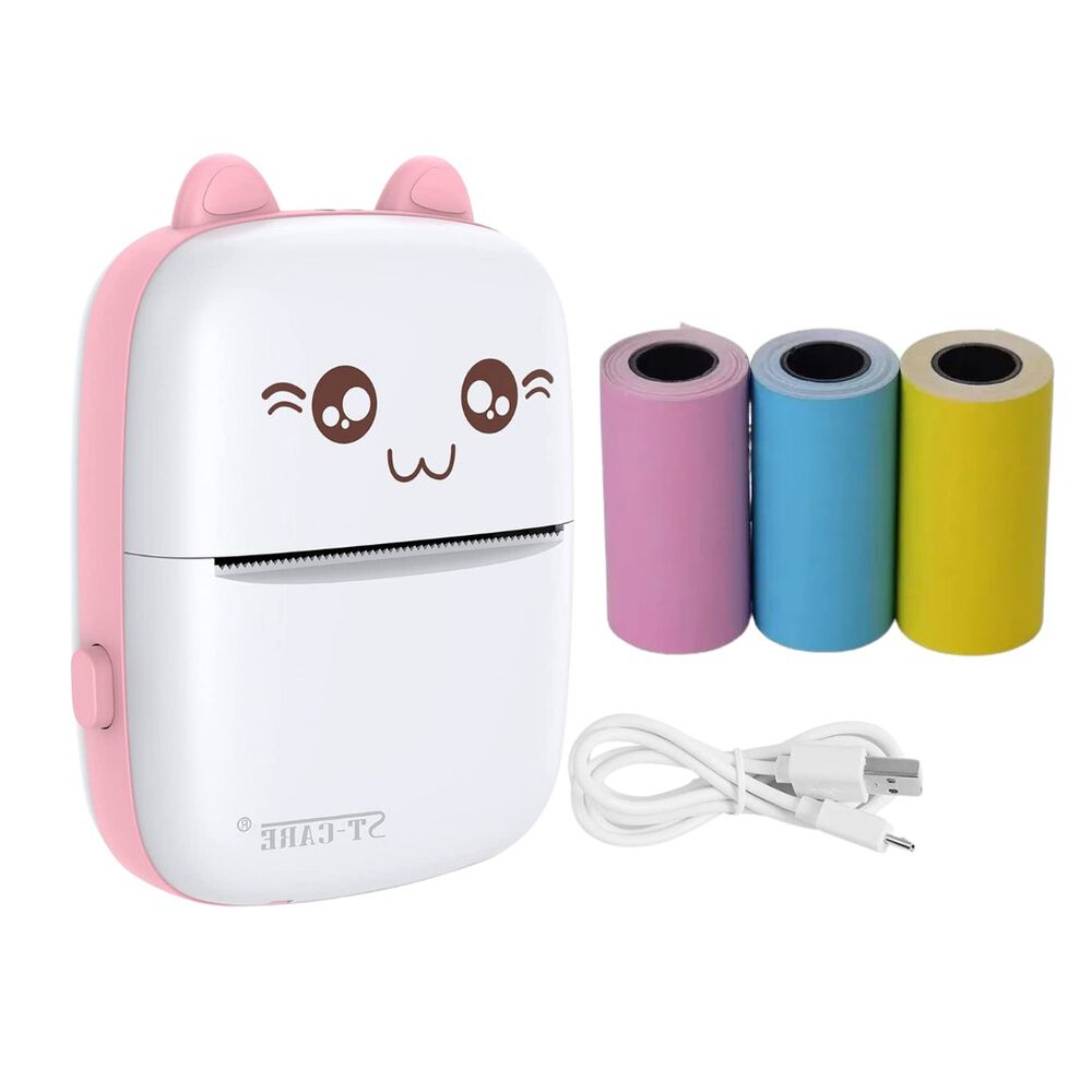 Mini Impresora T&eacute;rmica Port&aacute;til Con 3 Papel Adhesivo Colores image number 0.0