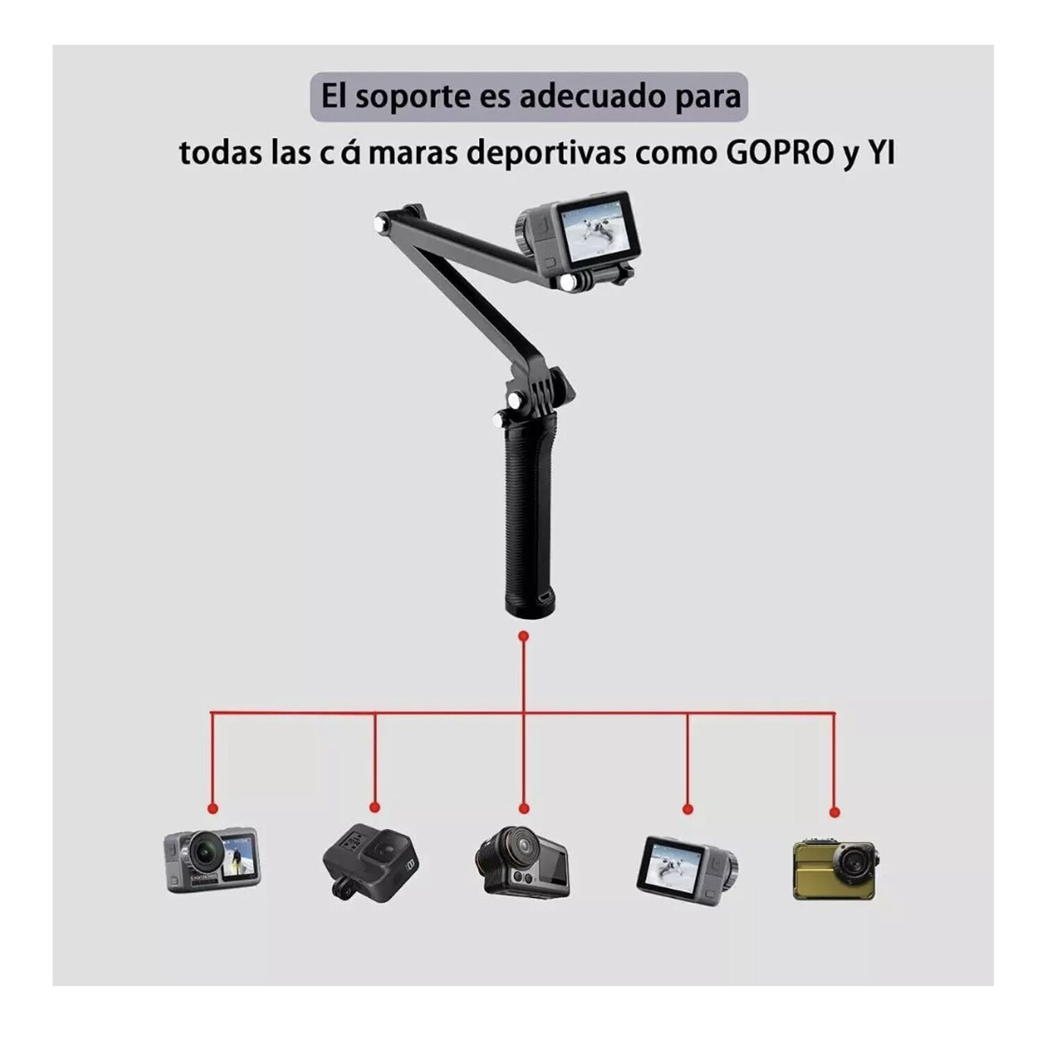 Baston Selfie 3en1 Way + Tr&iacute;pode Plegable Para Go Pro 12 11 image number 5.0