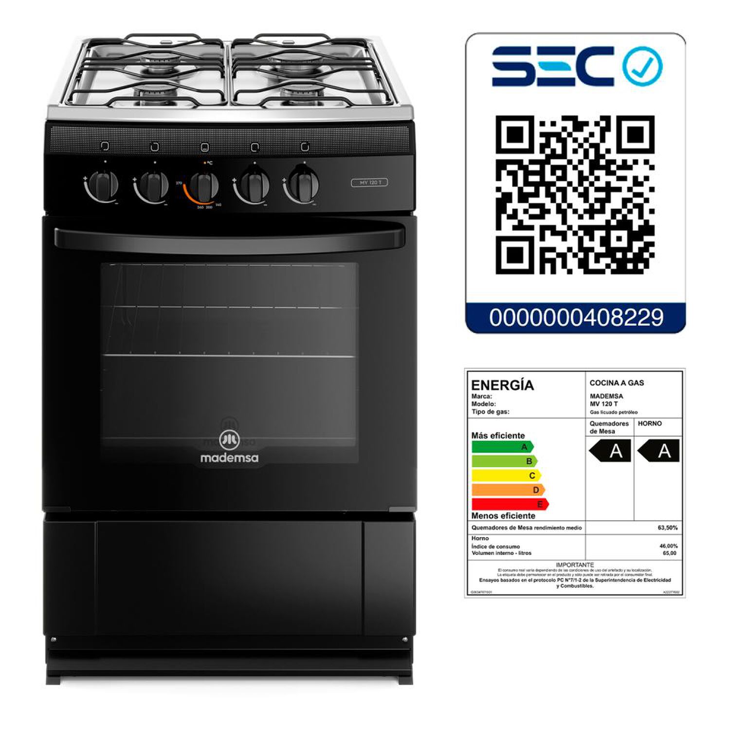 Cocina A Gas Mademsa MV 120 T / 4 Quemadores image number 8.0