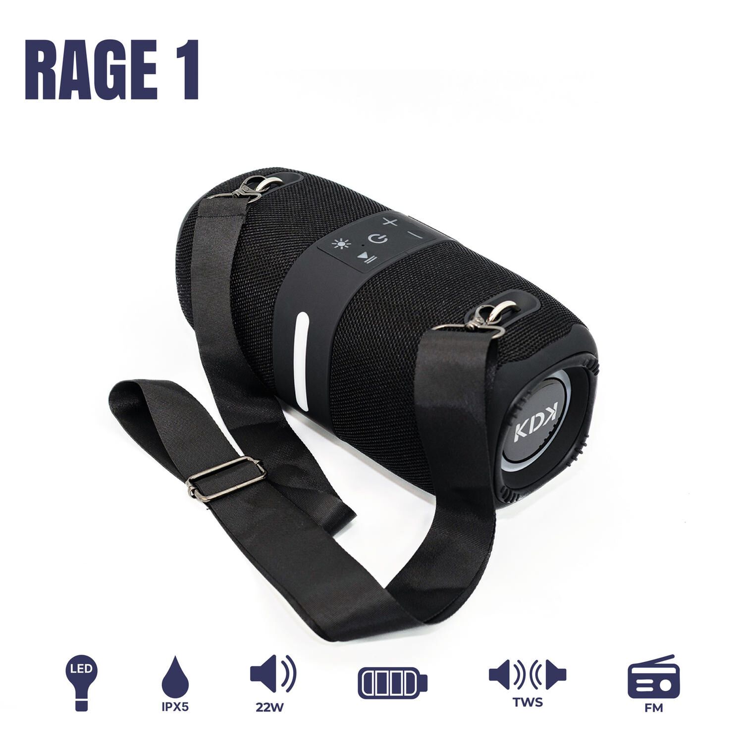 Parlante Mini Bluetooth Kdk Boombox 22w Negro image number 1.0