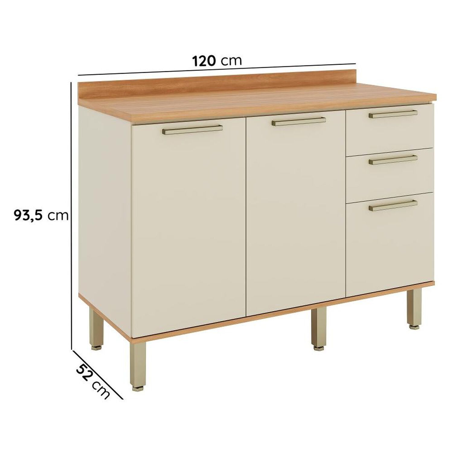 Mueble De Cocina Roca Base De Cocina Casta&ntilde;a Modular / 2 Puertas / 3 Cajones image number 1.0