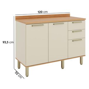 Mueble De Cocina Roca Base De Cocina Casta&ntilde;a Modular / 2 Puertas / 3 Cajones