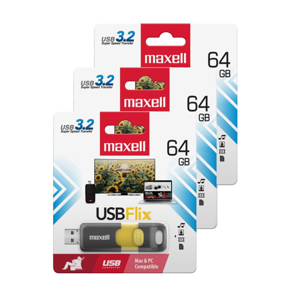 Pack 3 Pendrive Maxell Flix 64gb 3.2 image number 0.0
