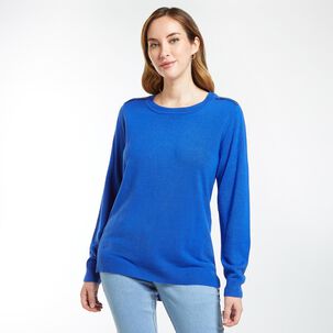 Sweater Liso Aplicación Boton Cuello Redondo Mujer Geeps
