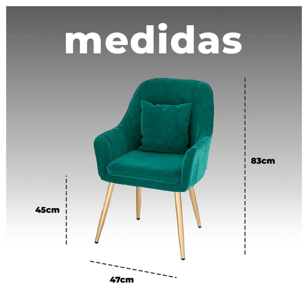 Butaca Poltrona Sof&iacute; De Terciopelo Con Patas De Metal image number 5.0