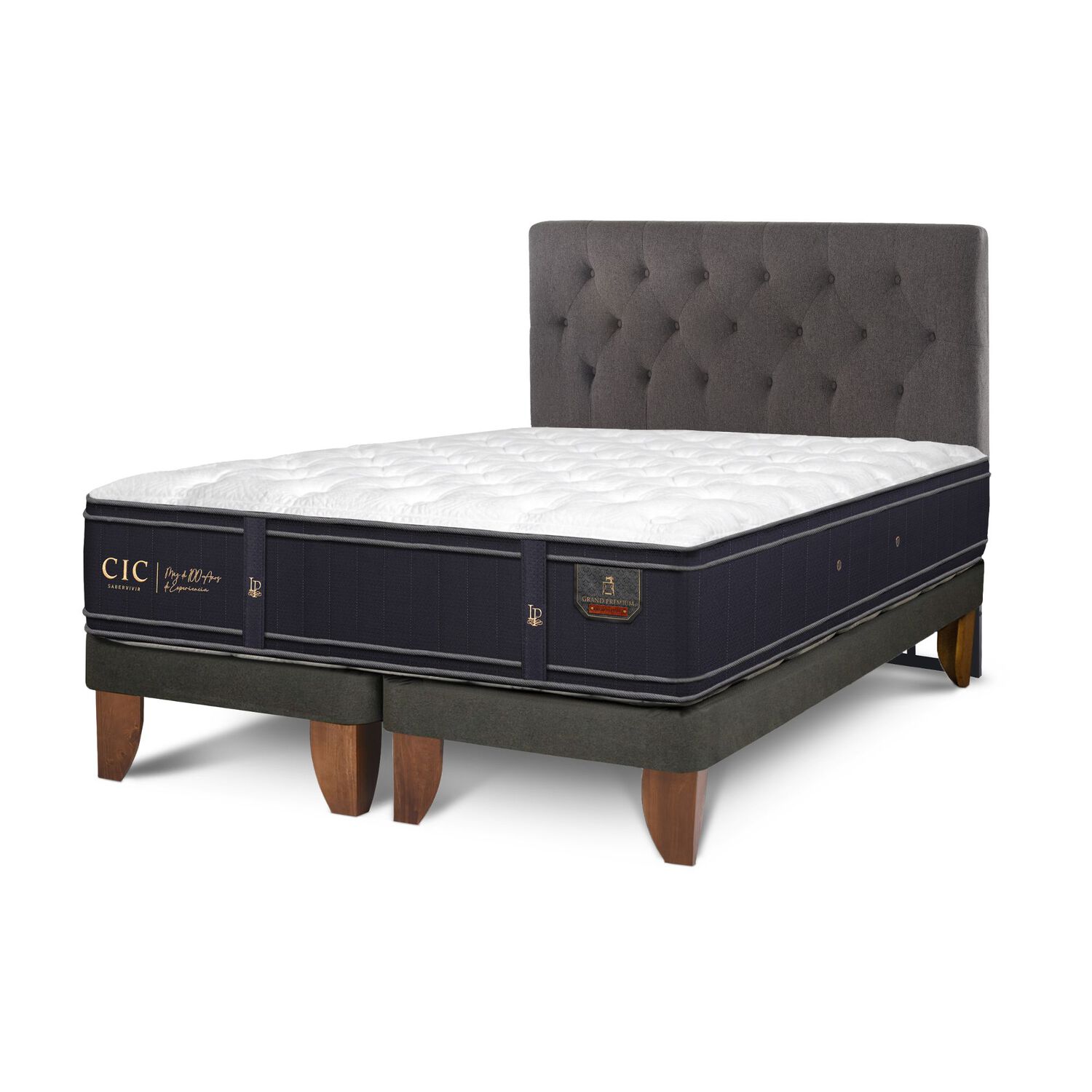 Cama Europea Cic Grand Premium / 2 Plazas / Base Dividida + Respaldo image number 1.0