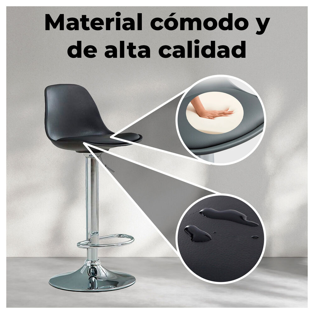 Silla Piso Bar Eame De Altura Con Respaldo De Polipropileno Negro image number 2.0