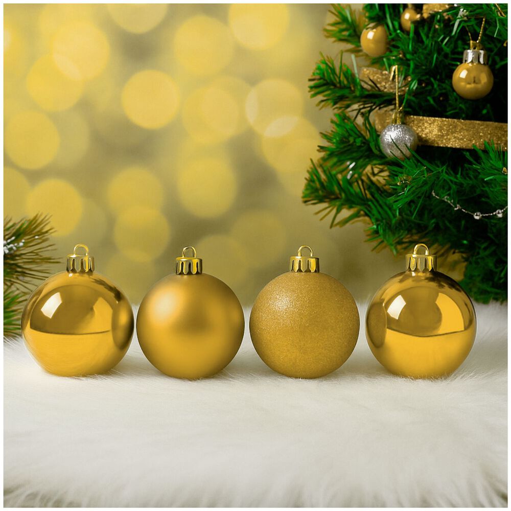 8 Bambalinas Navideñas Esferas 8cm Dorado Adorno Decoración image number 2.0