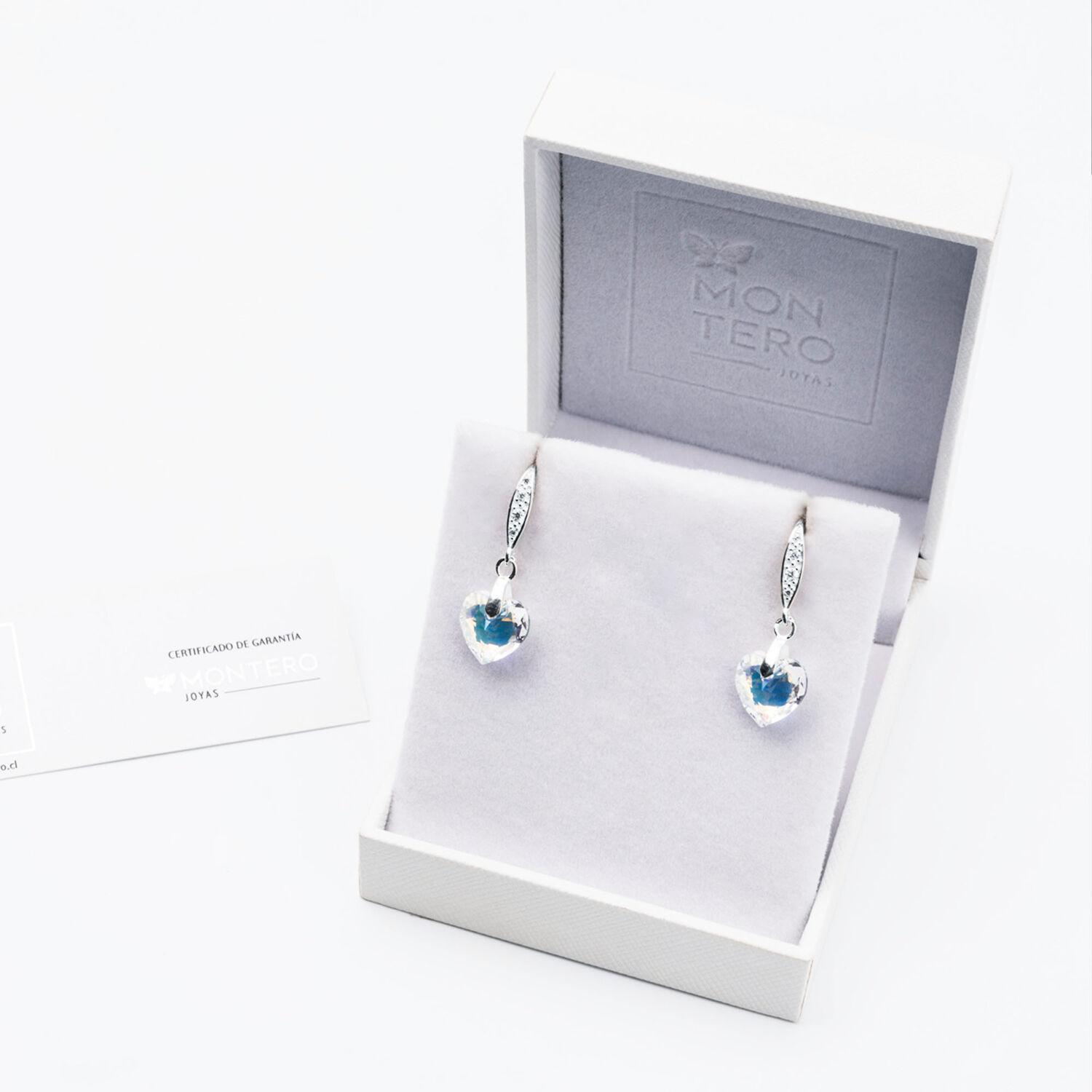 Aros Amor Plata Italiana 925 Y Cristal Genuino Aurora Boreal image number 2.0