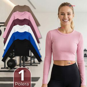 Camiseta Polar Manga Larga Polera Tela Acanalada Colores Surtidos