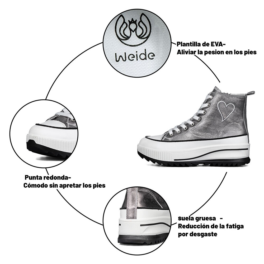Zapatilla Casual Urbana Mujer Plataforma Clasico Weide Hx502 image number 8.0