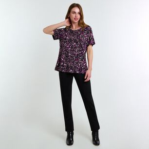 Polera Full Print Manga Corta Cuello Redondo Mujer Lesage