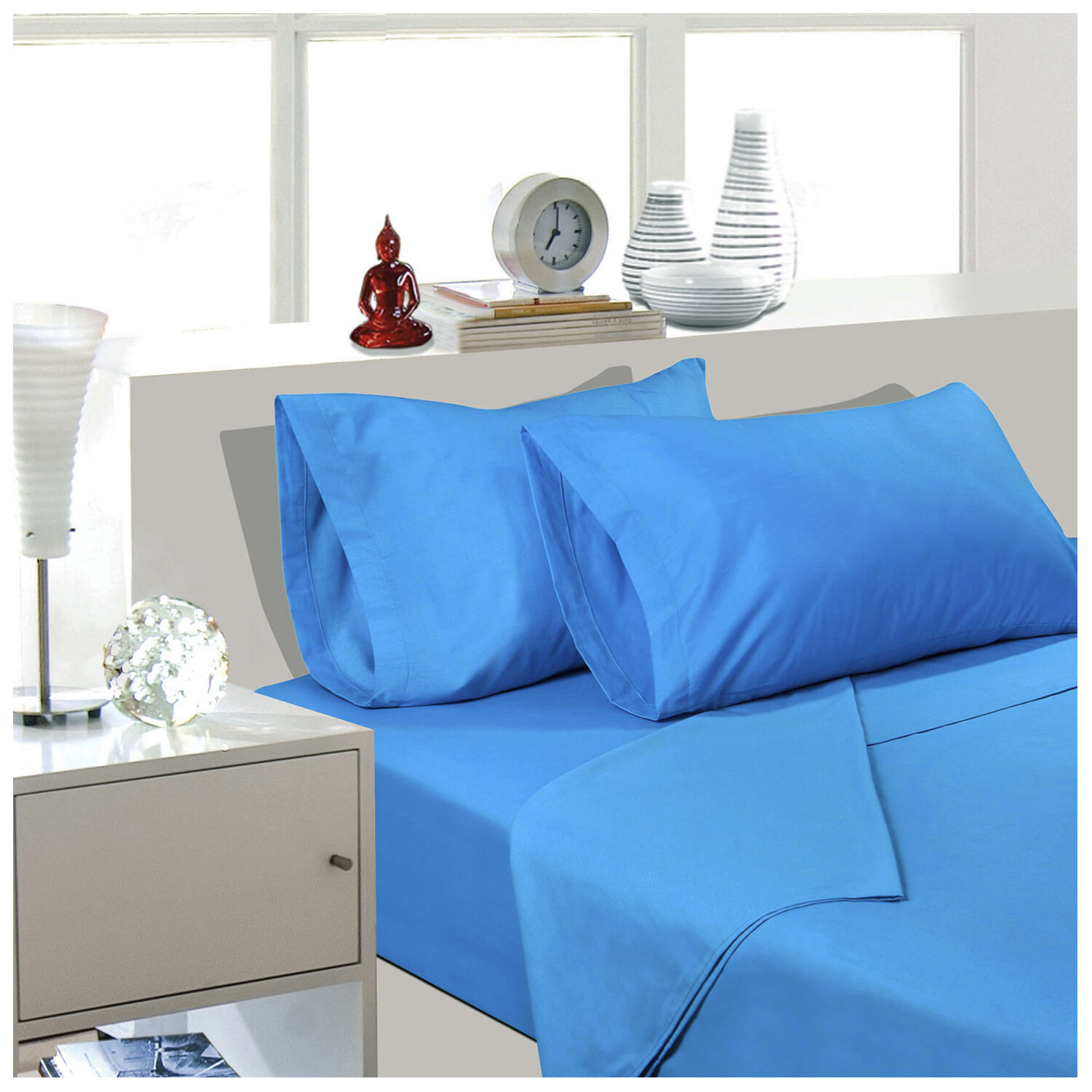 Sabana Unicolor Arthome 2 Plazas Color Calipso 144 Hilos image number 0.0