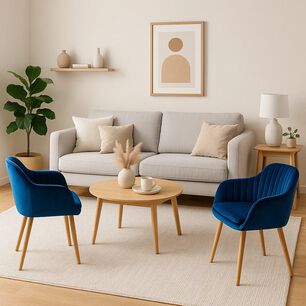 Pack De 2 Butacas Sitiales Poltronas Diamante Terciopelo - Azul