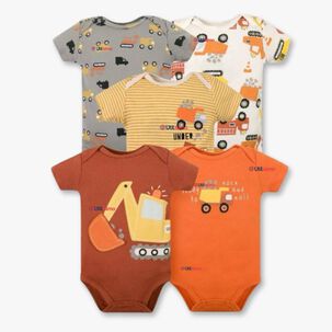 Pack 5 Bodys Ni&ntilde;o Manga Corta Tedmimak 100% Algod&oacute;n Building Adventures