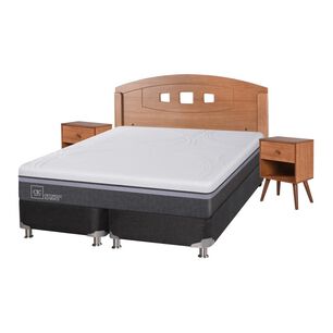 Box Spring Cic Ortopedic / 2 Plazas / Base Dividida + Set De Maderas