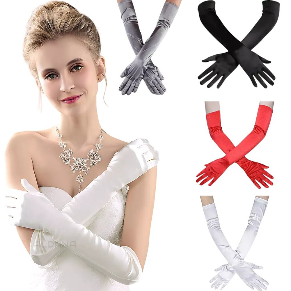 Guantes Largos Elegantes Dama Elegante De Satin image number 7.0