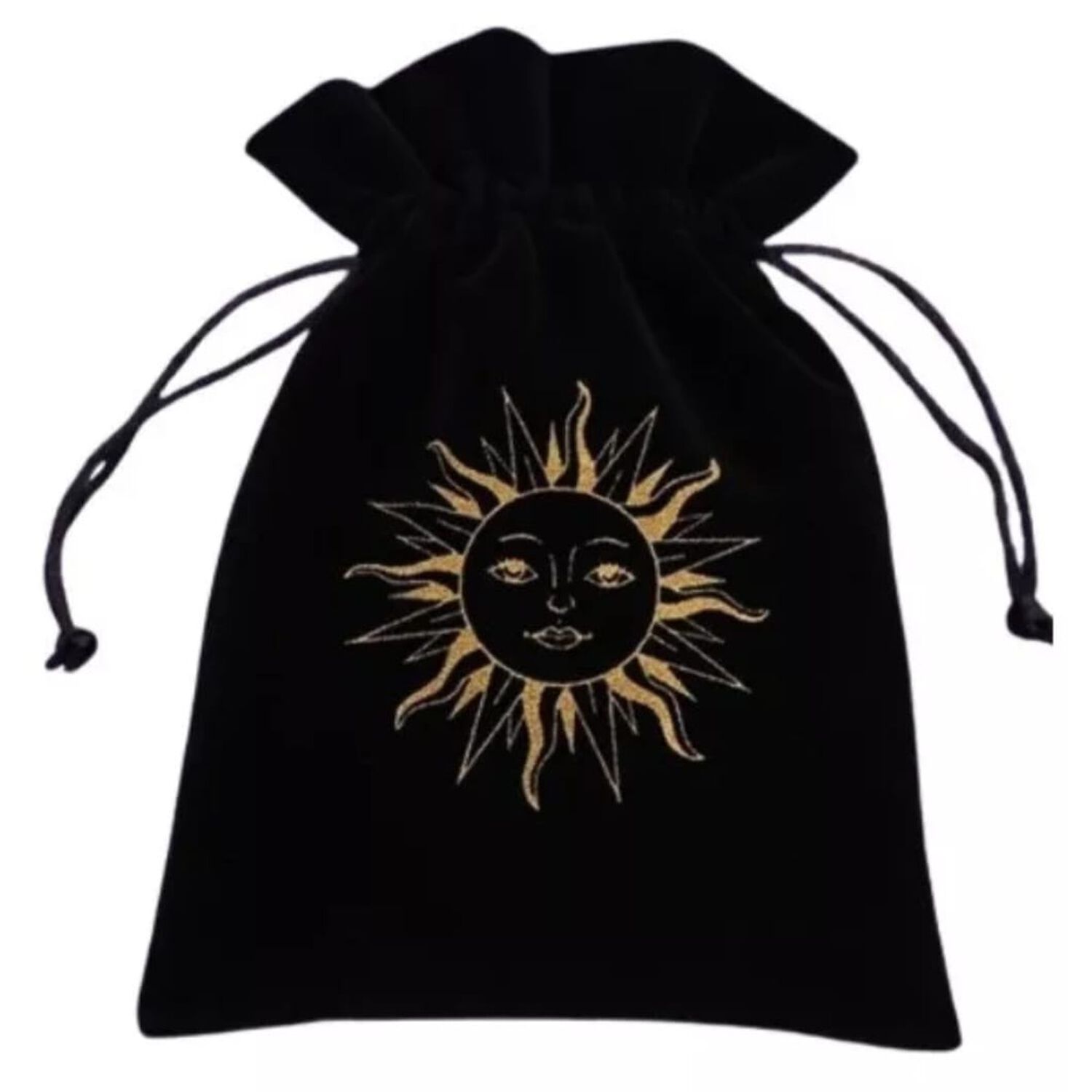 Bolsa De Terciopelo Negra Con Dise&ntilde;o De Sol image number 0.0
