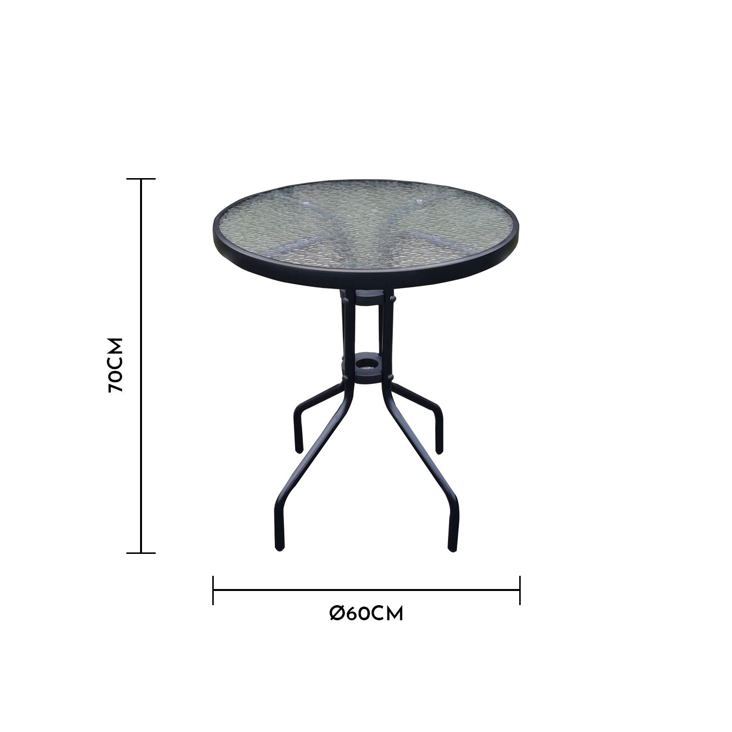 Mesa De Terraza De Vidrio Y Acero 70x60cm Negra image number 2.0
