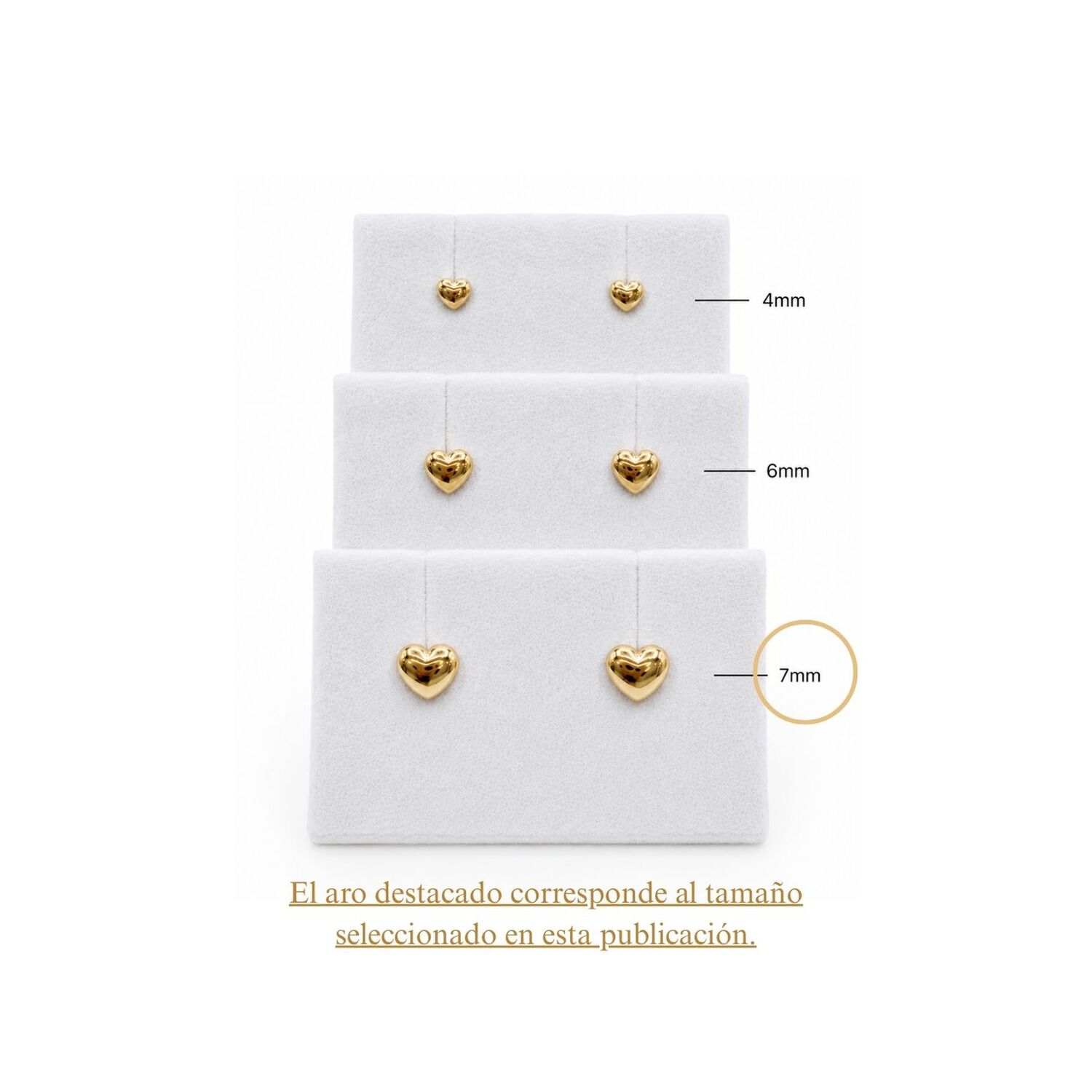 Aros Coraz&oacute;n Oro 18k 7mm No3 Atornillados 1gr Mujer Dorado image number 8.0
