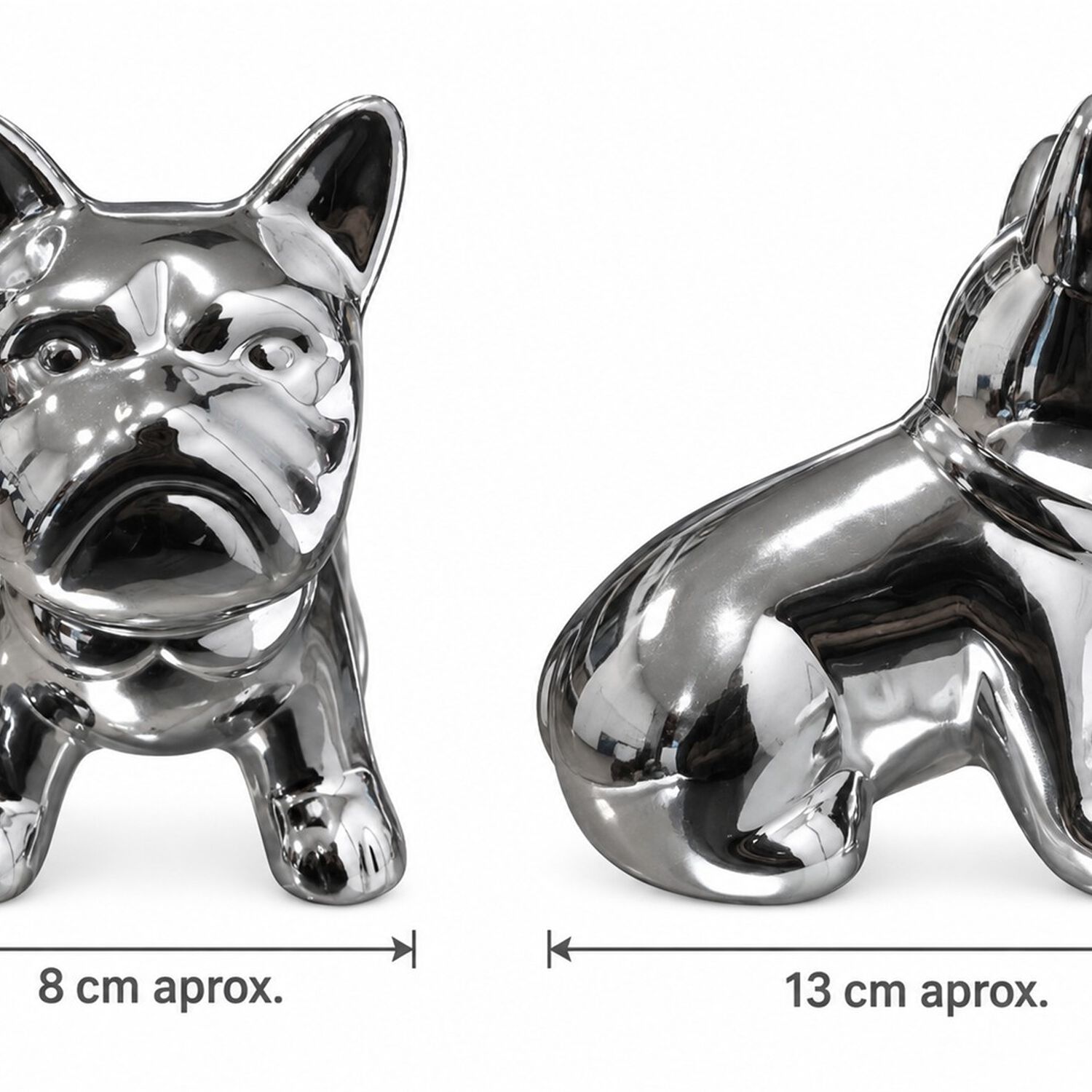 Perrito Decorativo Bulldog Franc&eacute;s Porcelana Figura Adorno De Repisa 12,5 Cm Plateado Brillante image number 7.0