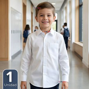 Camisa Escolar Blanca Manga Larga Colegio Para Ni&ntilde;os
