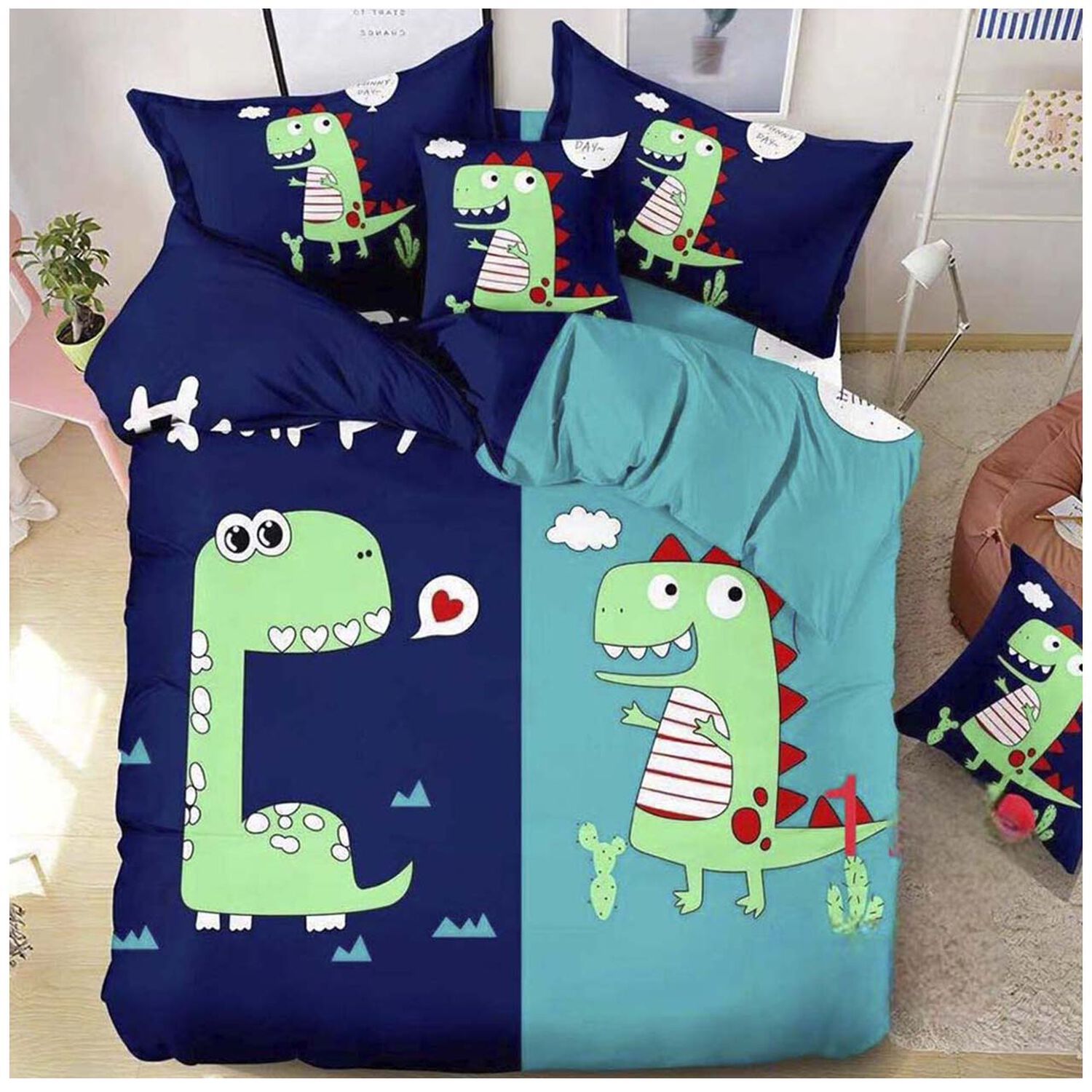 Cubrecama Quilt Dino Estampado Plaza Y Media image number 0.0