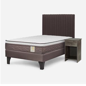 Cama Europea Rosen New Style 4 Plus / 1.5 Plazas / Base Normal + Set De Maderas