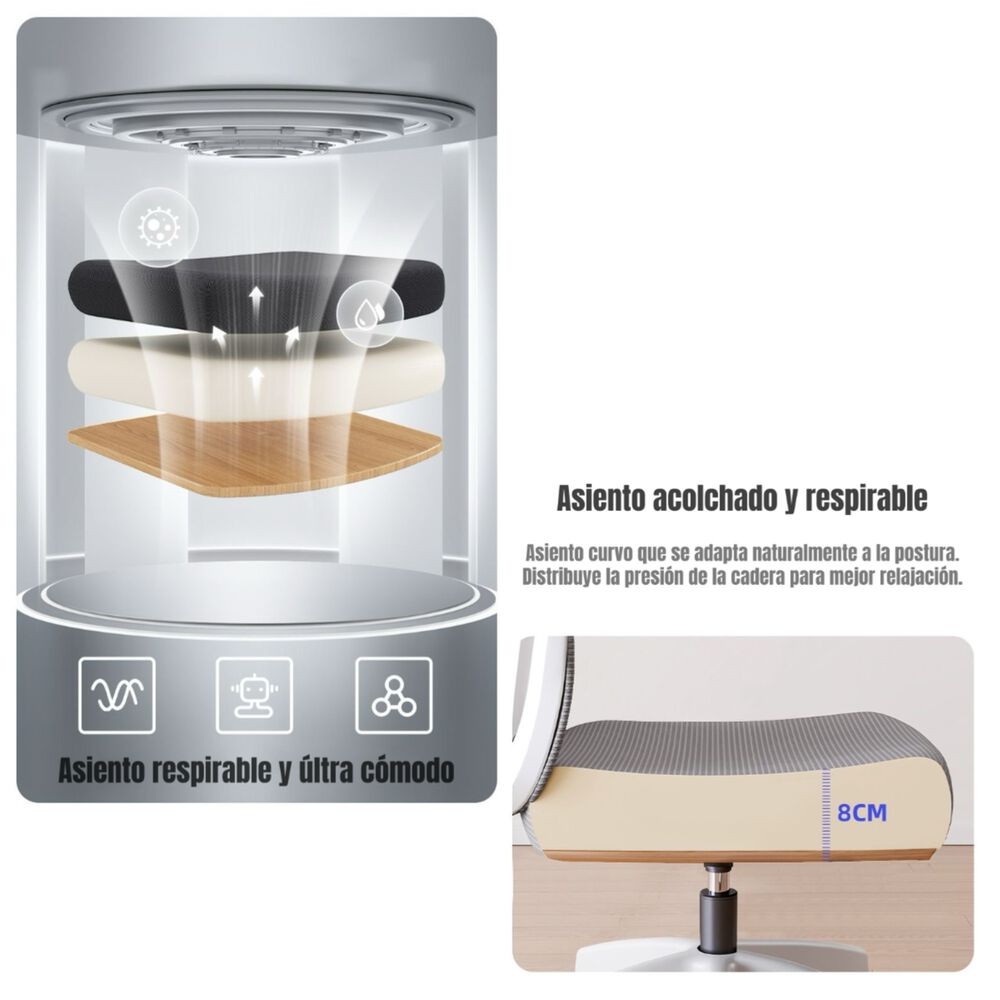 Silla De Escritorio Apoya Cabeza Negra W302 By Lubabycas image number 4.0