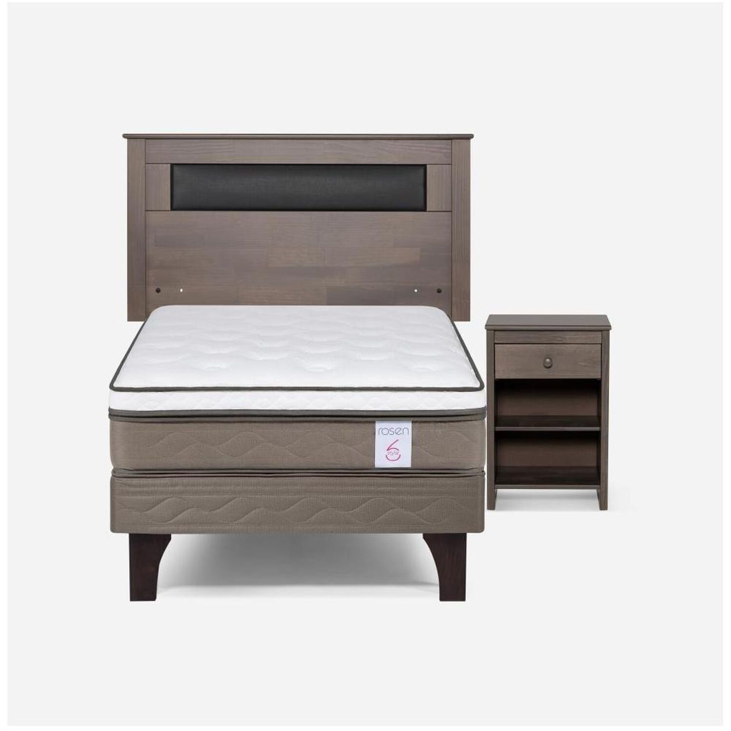 Cama Europea Rosen New Style 6 / 1 Plaza / Base Normal + Set De Maderas image number 0.0