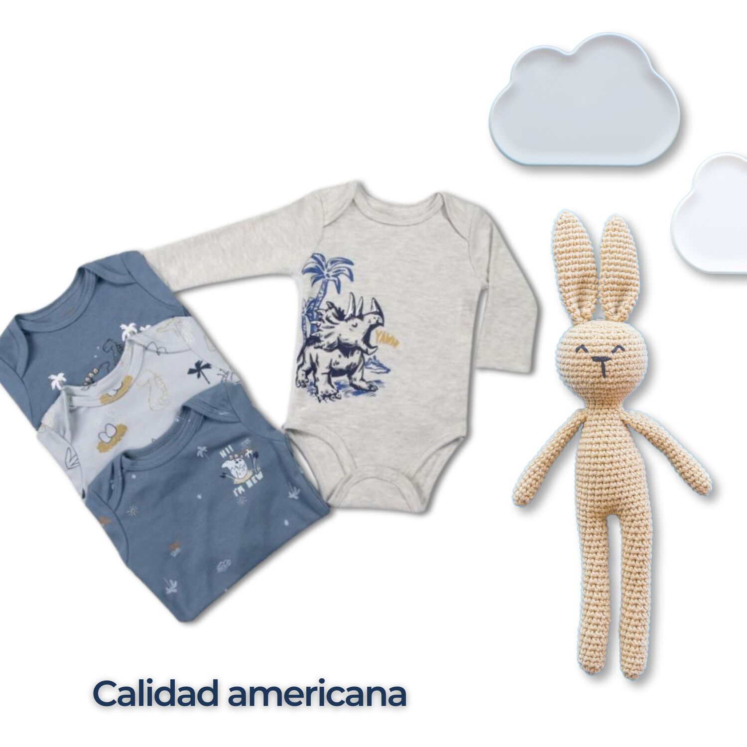 Pack 4 Bodys Ni&ntilde;o Manga Larga Tedmimak 100% Algod&oacute;n Buddies Dinosaur image number 5.0