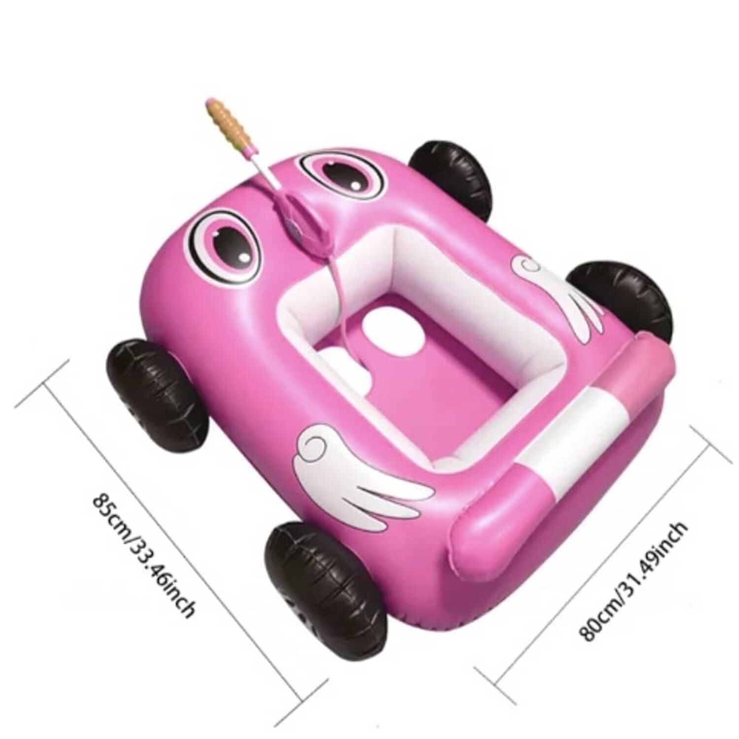 Flotador Autito Inflable Con Pistola Lanza Agua Rosado image number 1.0