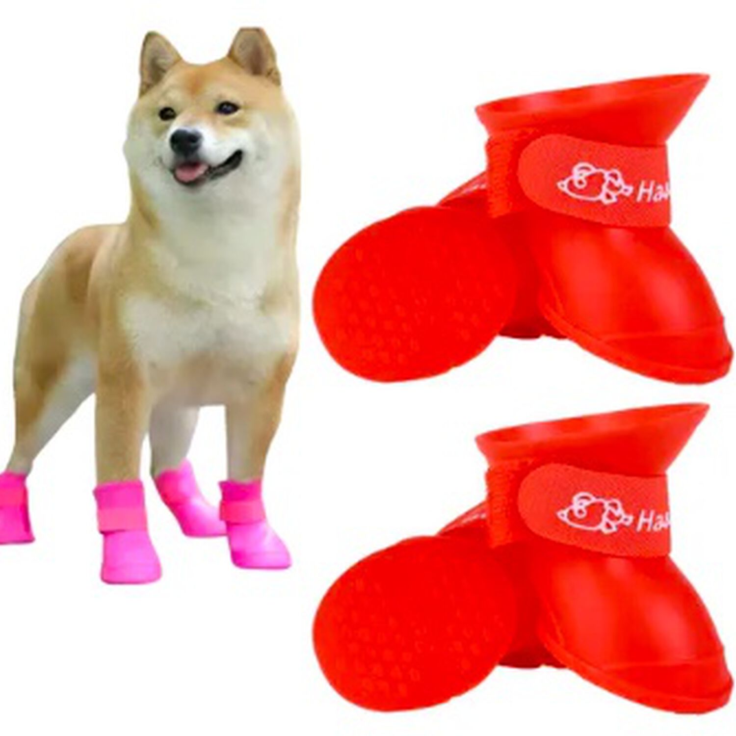 Botas Zapatos Antideslizante Impermeable Mascota Perro Xl Rojo image number 0.0