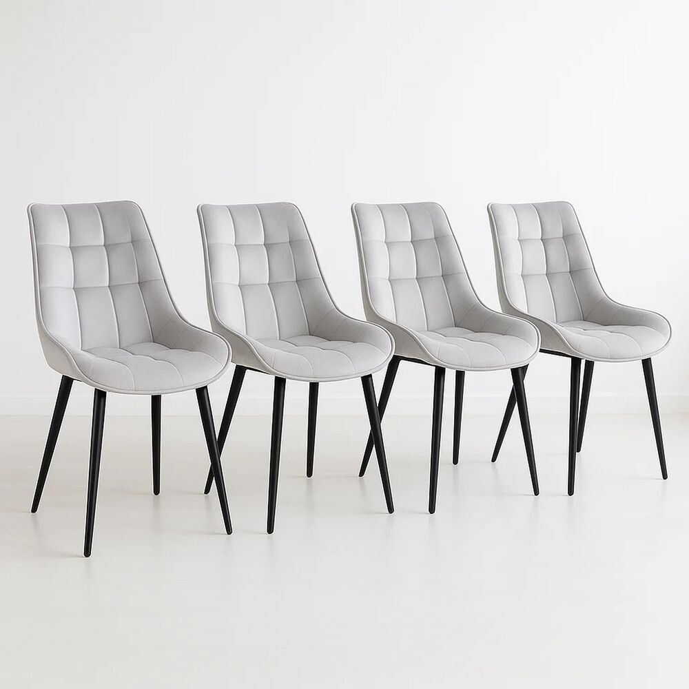 Pack De 4 Sillas De Comedor Macron Acolchada Terciopelo - Gris image number 0.0