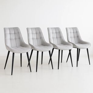 Pack De 4 Sillas De Comedor Macron Acolchada Terciopelo - Gris