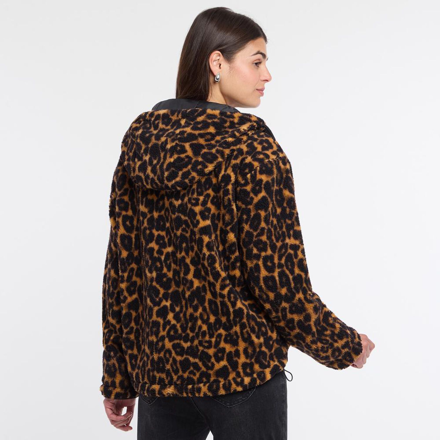 Chaqueta Animal Print Cuello Alto Con Capucha Mujer Rolly image number 3.0