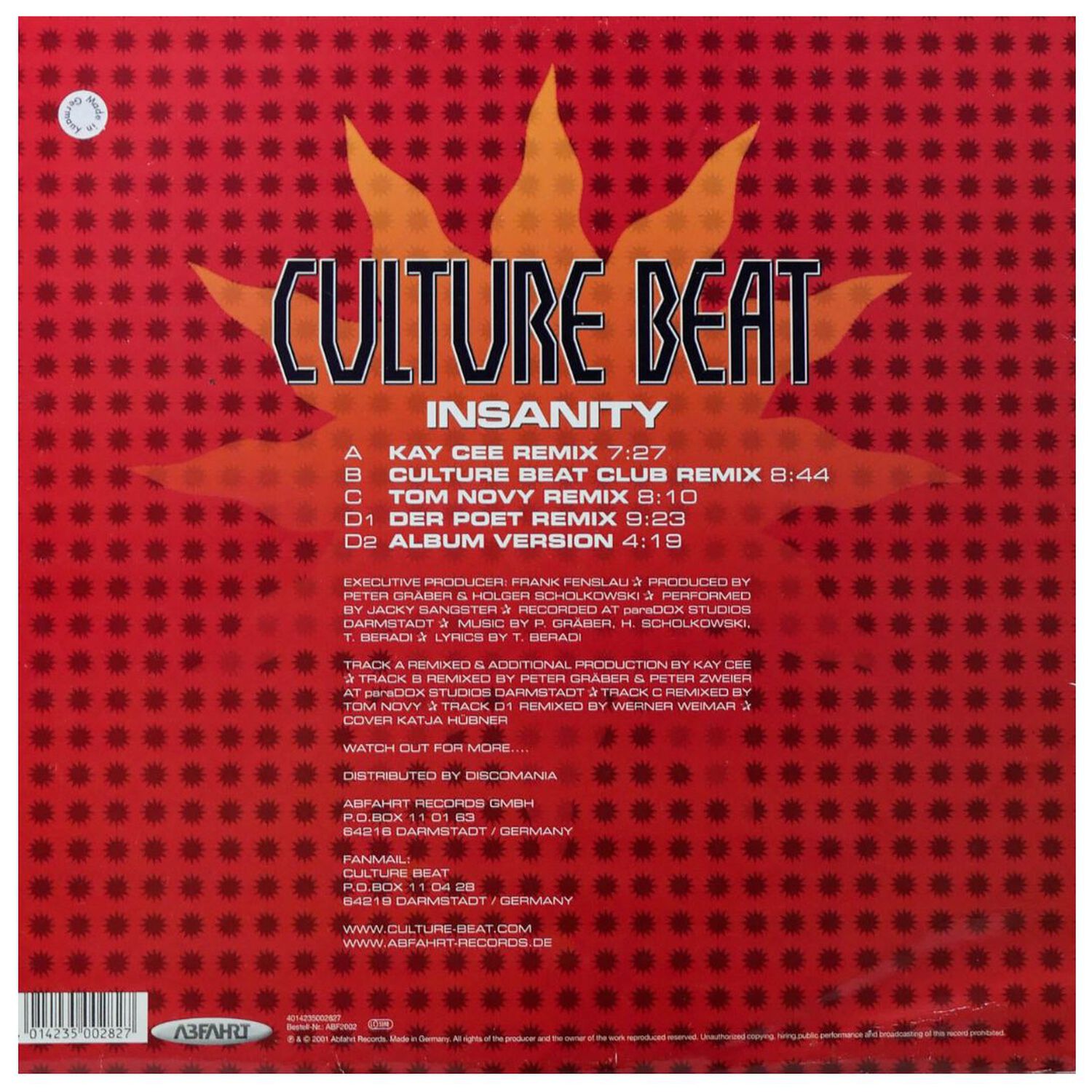 Culture Beat - Insanity (2lp) | 12" Maxi Single Usado image number 1.0