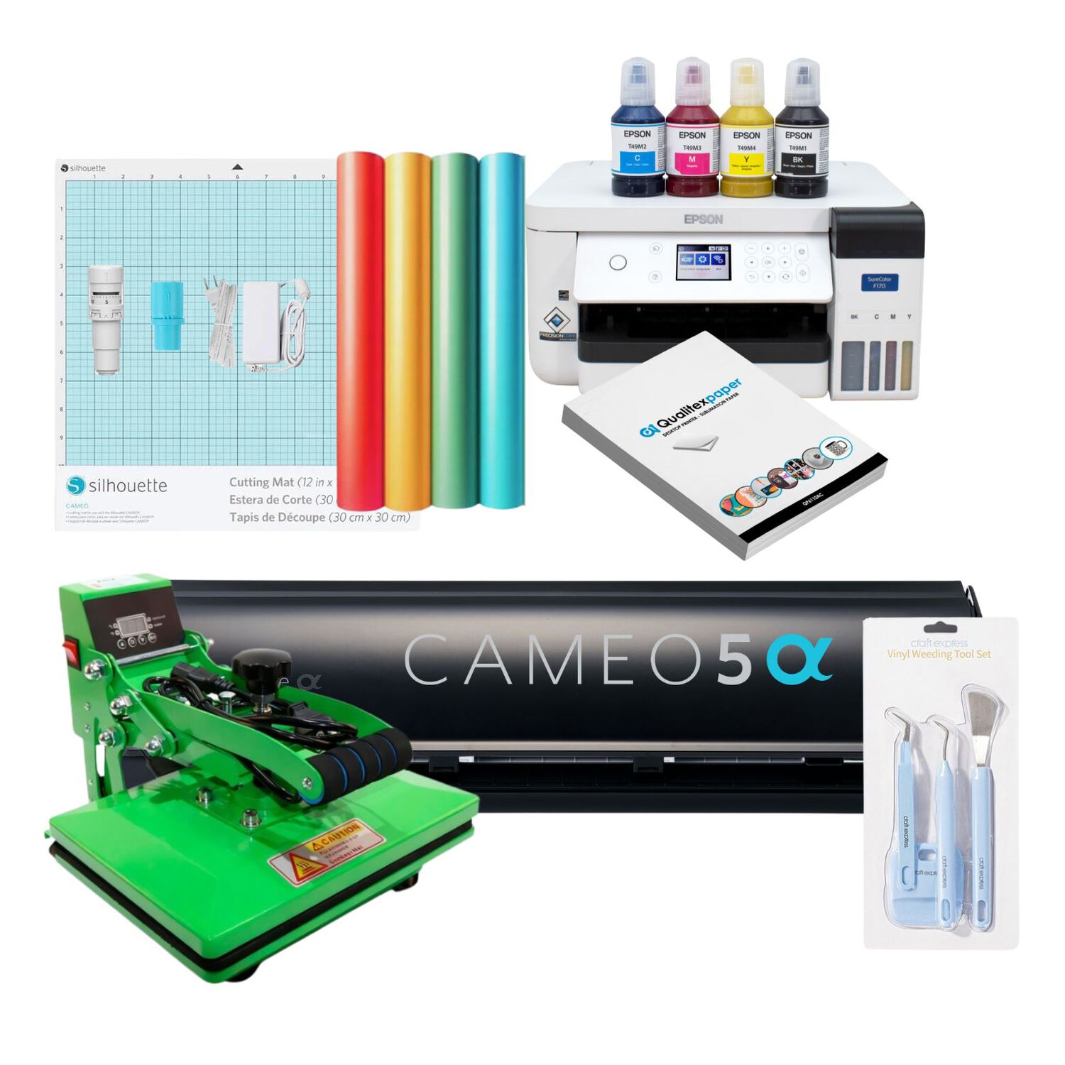 Kit Inicio Cameo 5 Alfa Black + Estampadora 20cmx30cm + Impresora Epson F170 image number 0.0