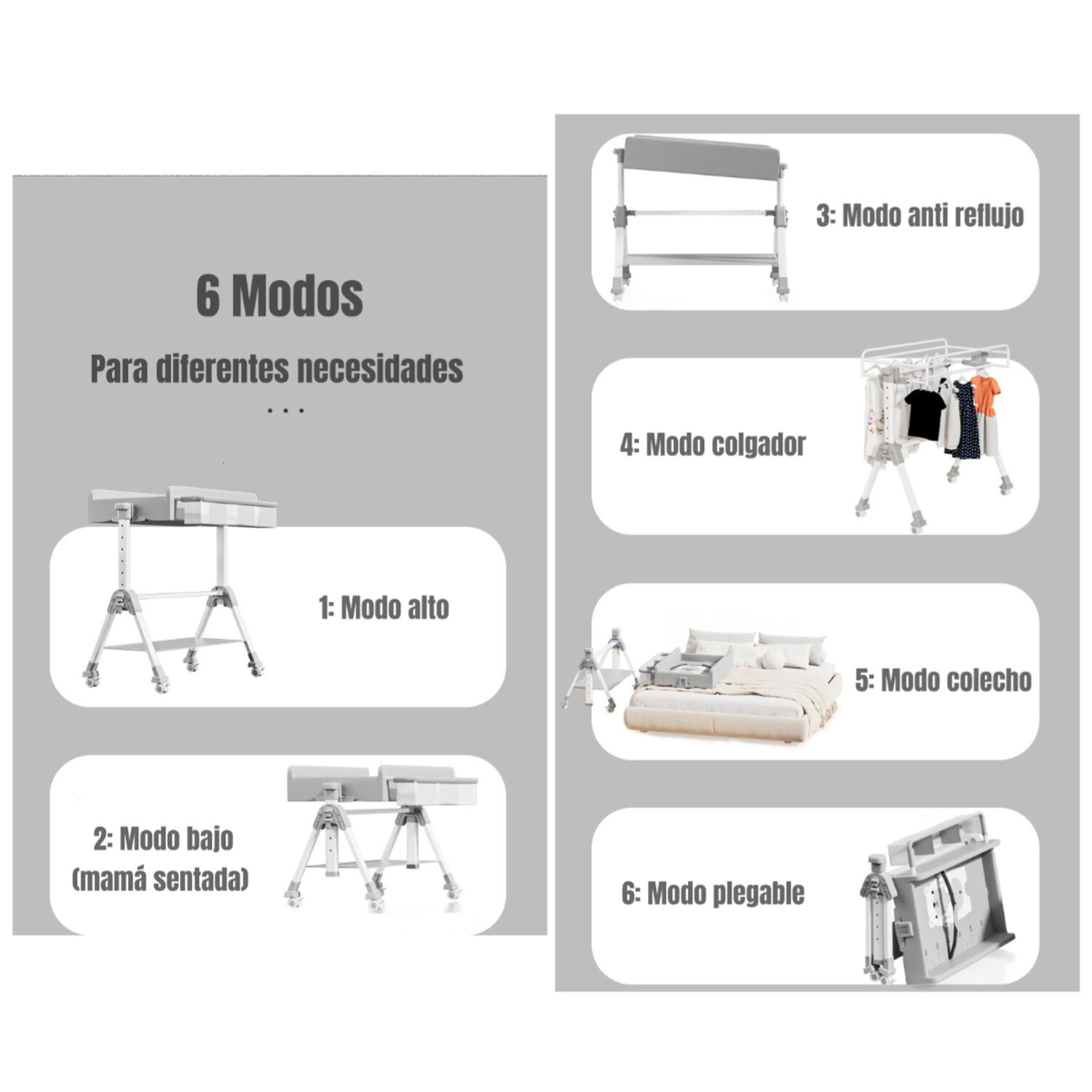 Mudador De Pa&ntilde;ales Plegable 3 En 1 Lubabycas Gris image number 3.0