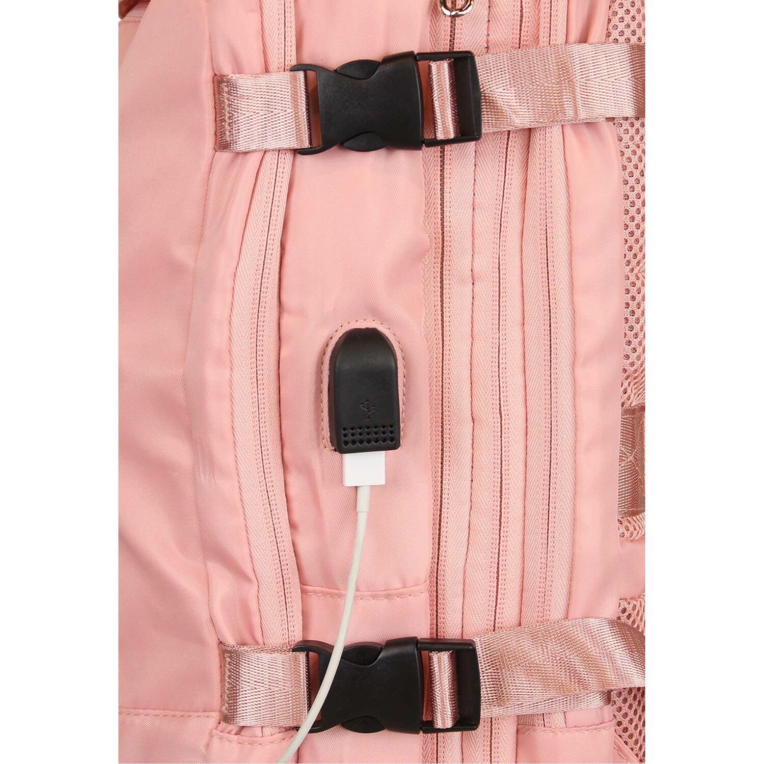 Mochila De Viaje Viral Rosada Con Usb Swiss Bag image number 6.0