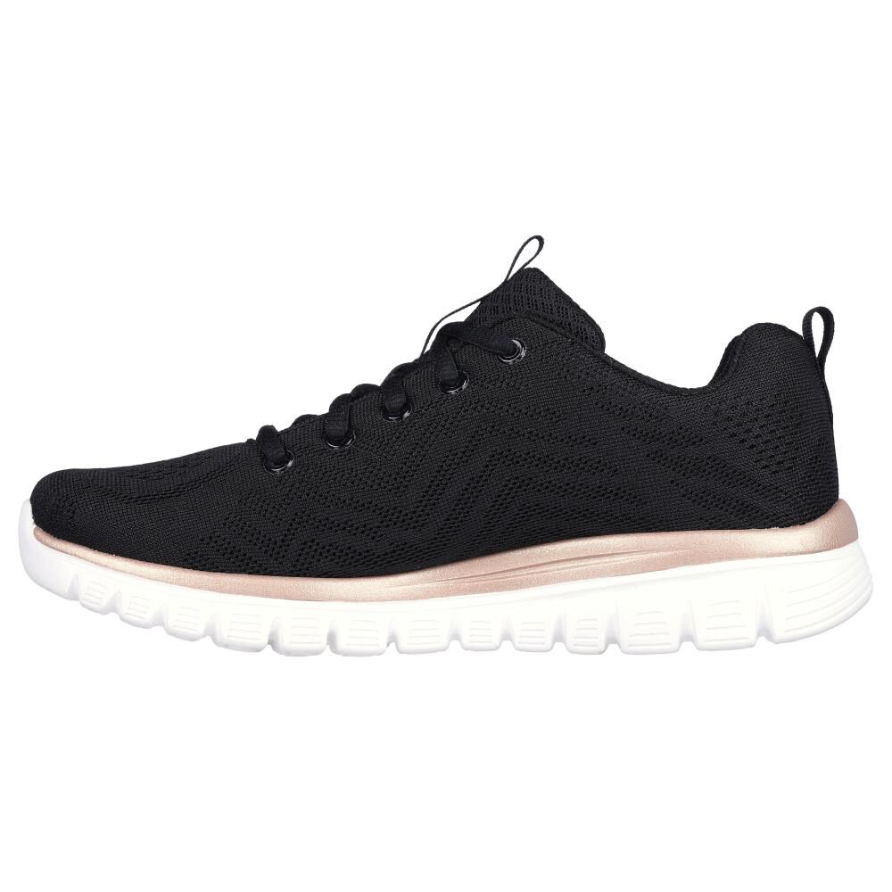 Zapatilla Running Mujer Skechers Graceful-get Connected Negro/dorado image number 2.0