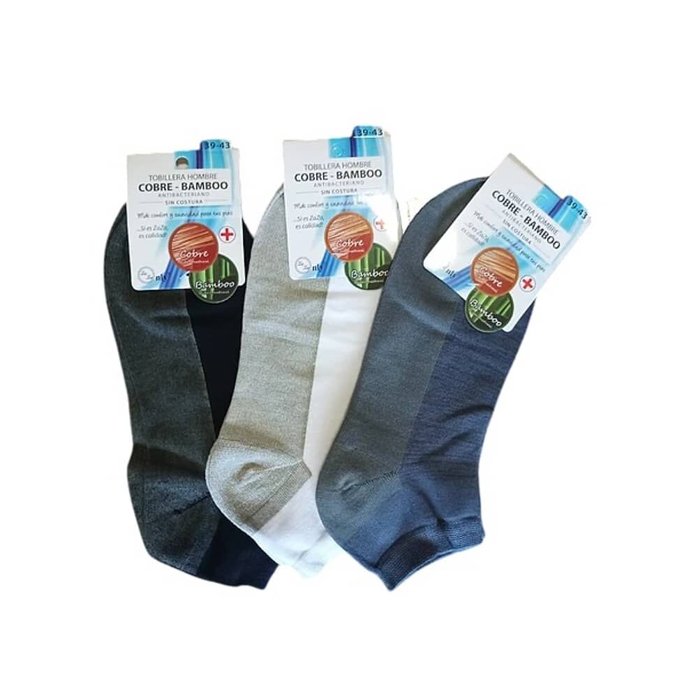 Calcetas Tobilleras Sin Costuras Para Hombre Con Bambu Y Cobre - Docena image number 0.0