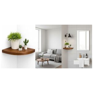 Repisa Esquinera Flotante Decorativa Cafe 45cmx30xc3.8cm