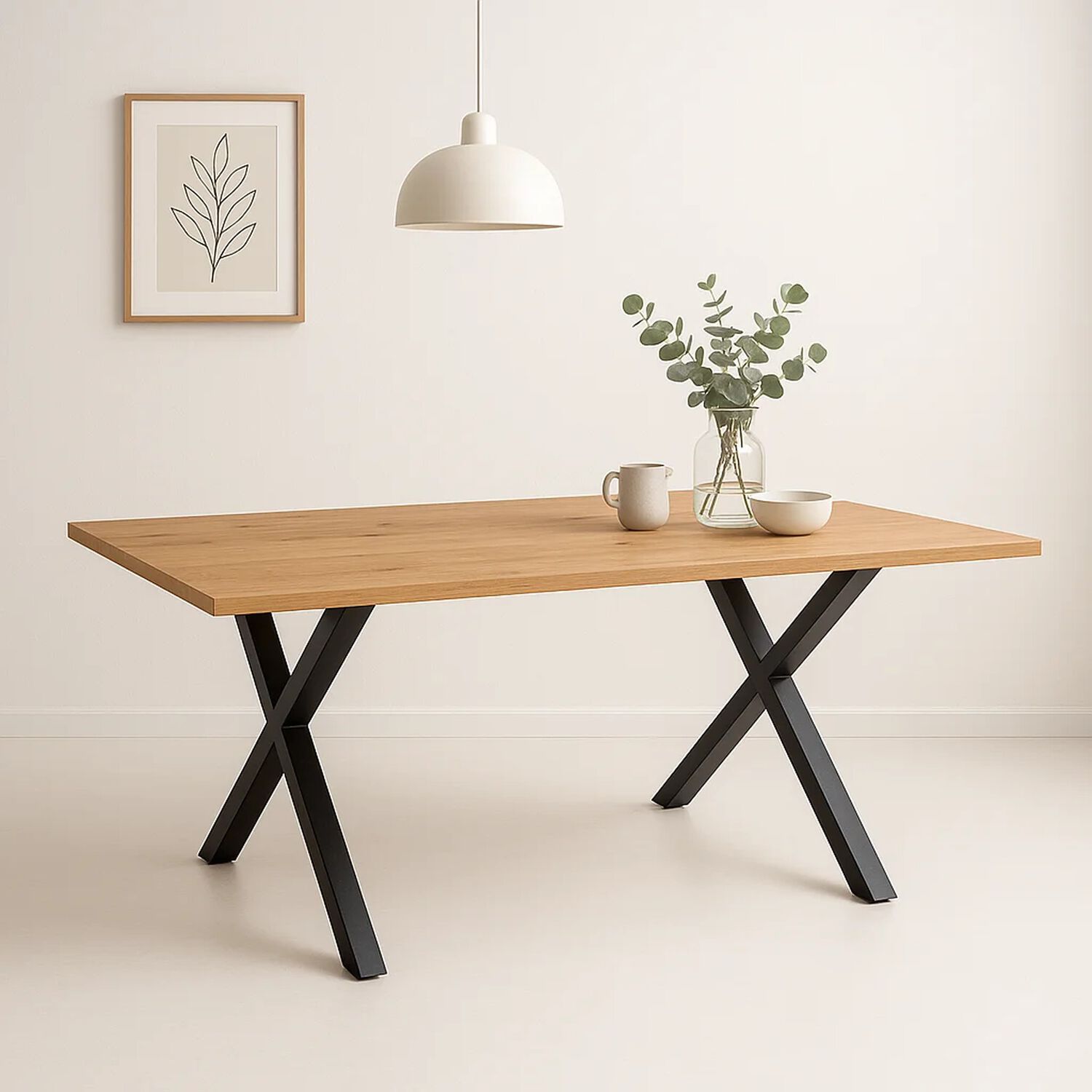 Mesa Industrial Color Madera Y Metal Cross 180x90 image number 1.0