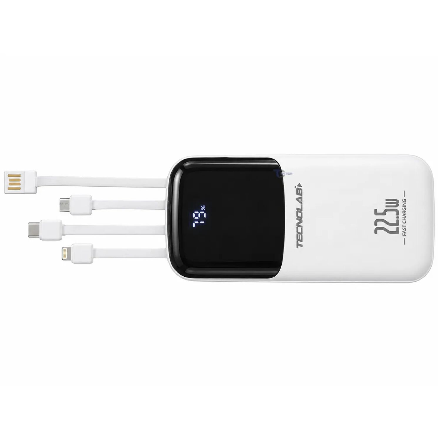 Power Bank Tecnolab Power Volt 22.5w 15.000mah Blanca 4 Cables Carga R&aacute;pida image number 1.0
