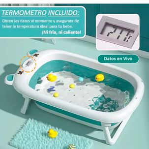 Tina Bebe Ba&ntilde;era Plegable Dise&ntilde;o De Oso Con Term&oacute;metro