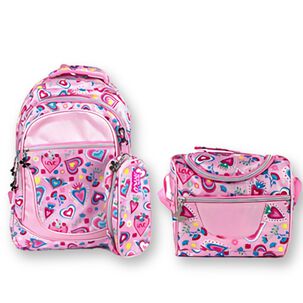 Pack Mochila Lonchera Estuche 45cm Juvenil Y Escolar Girls Pink Hearts