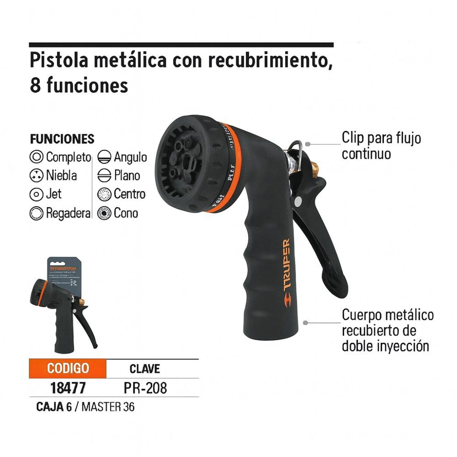 P&iacute;stola Para Riego De Metal Con Recubrimiento image number 3.0