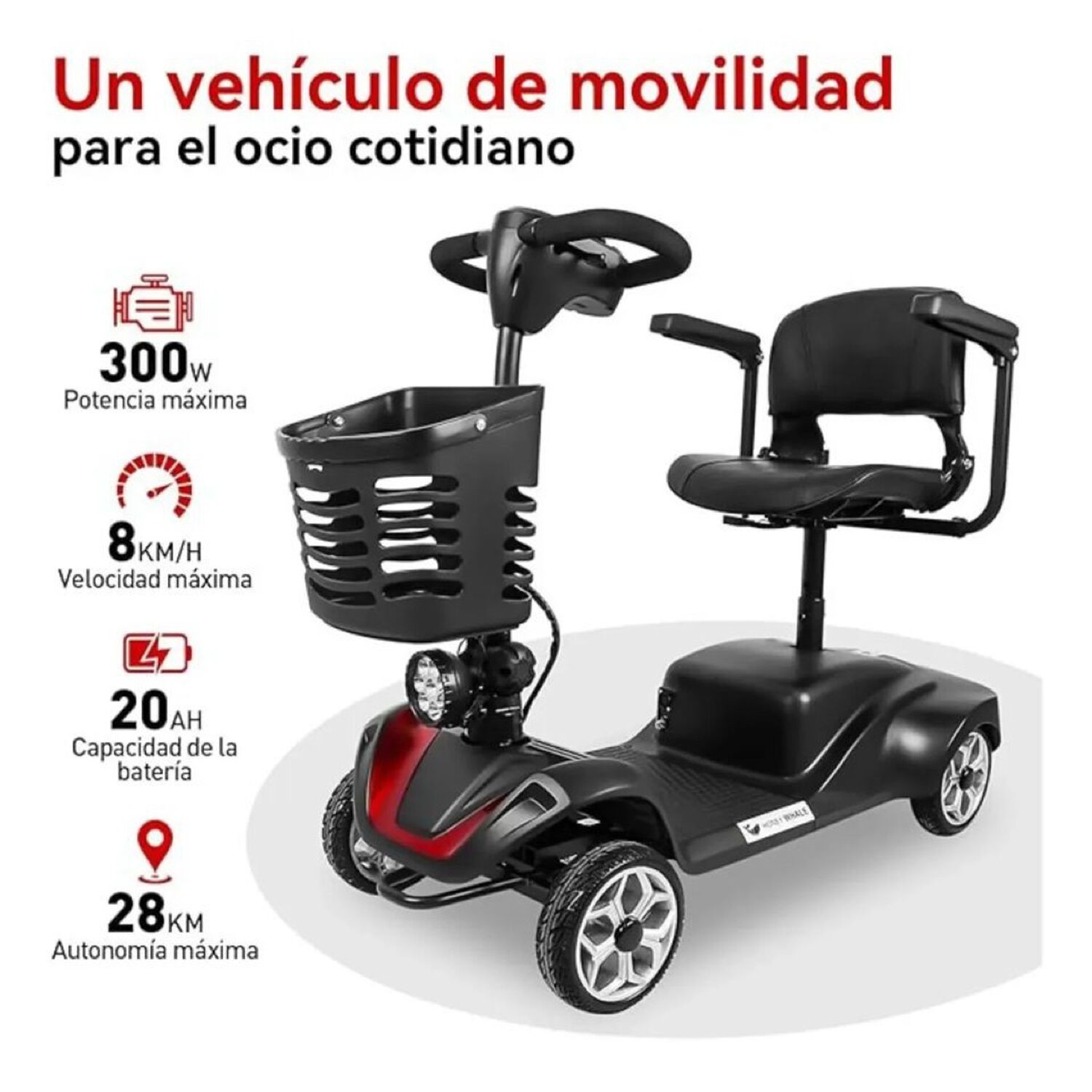 Scooter El&eacute;ctrico Con Asiento Pantalla Lcd Plegable Cuatro Ruedas Asiento 360 Grados Negro image number 1.0