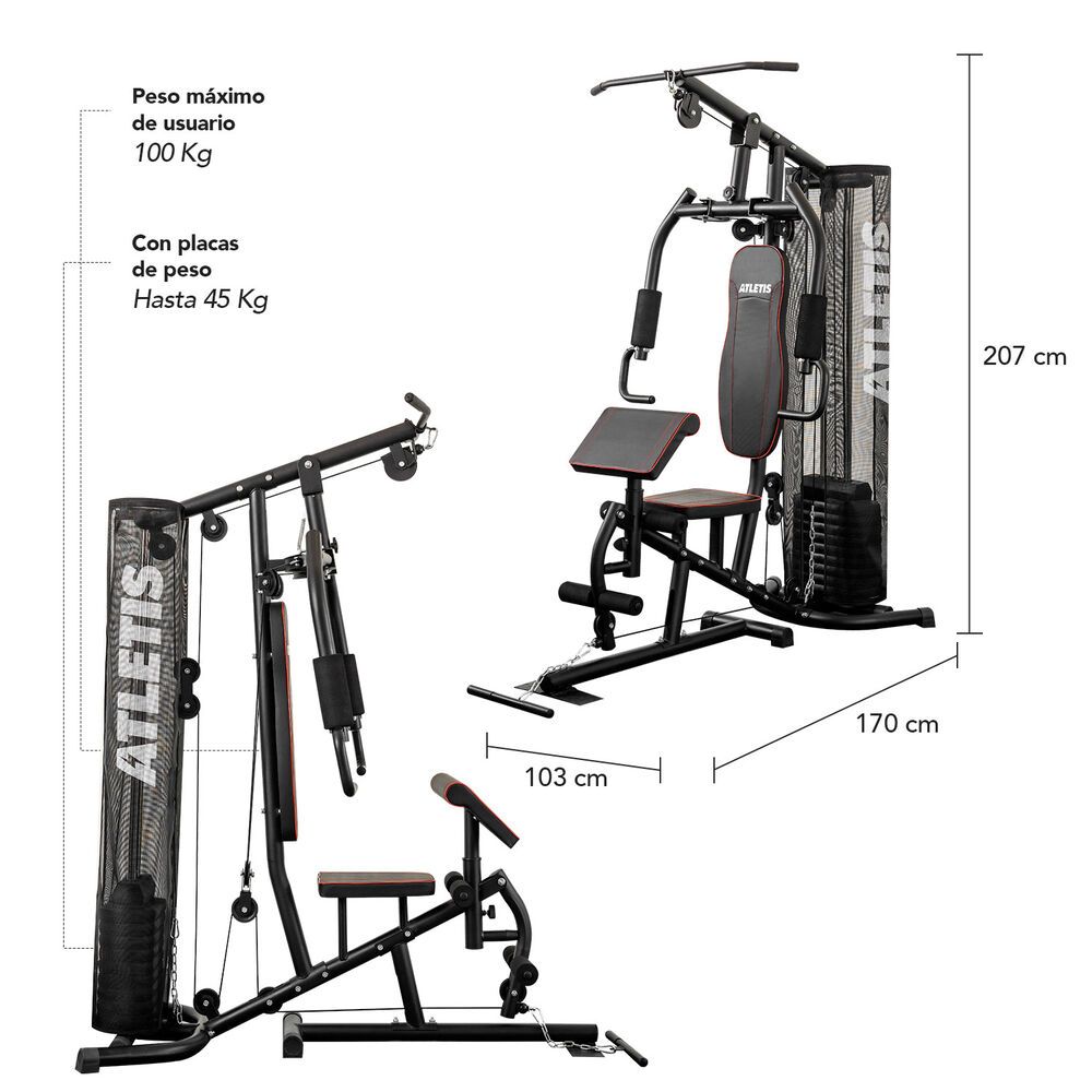 Home Gym Multifuncional Elite Atletis Tf-7080a Negro image number 1.0